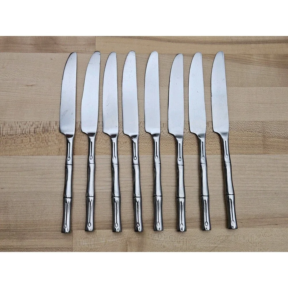 HAMPTON SILVERSMITHS Stainless Flatware BAMBOO ~ 8 Piece DINNER KNIVES